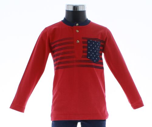 Playera Niño Rojo Manga Larga 3287 2 a 18 Años.