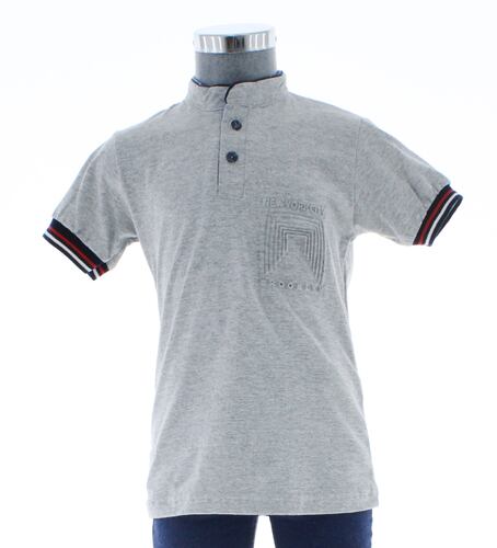 Playera Niño Algodón Gris Manga Corta 3291 1 a 18 Años.