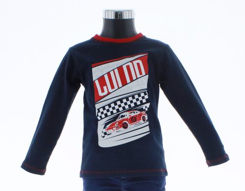Playera Niño Azul Marino Manga Larga 3292 2 a 18 Años.