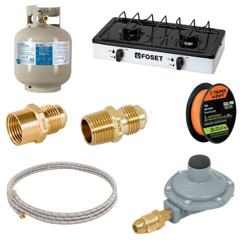 Tanque de Gas 9 kg Portátil mas parrilla mas kit de instalación incluye 7 productos 