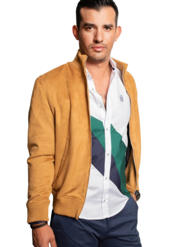 Camisa para Caballero Blanca con Detalles en Azul y Verde en Franja marca Luqtari