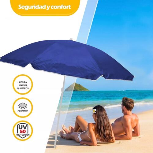 Sombrilla De Playa, Jardín, Con Funda De 1.6m De Diámetro