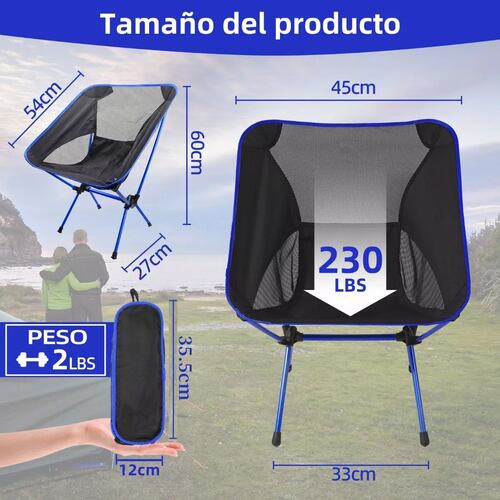 Silla Plegable Camping Y Playa Compacta Portátil Con Bolsa Vacaciones