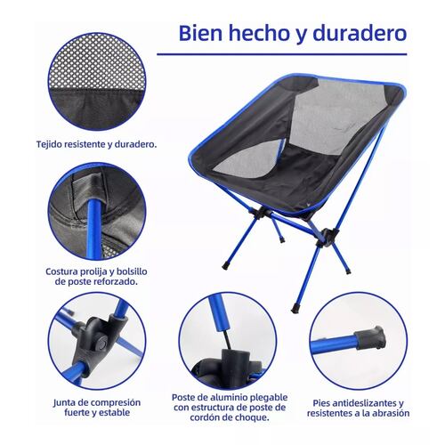 Silla Plegable Camping Y Playa Compacta Portátil Con Bolsa Vacaciones