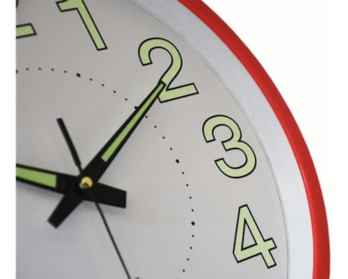 Reloj De Pared, 30 Cm Grande Moderno Luminoso Rojo