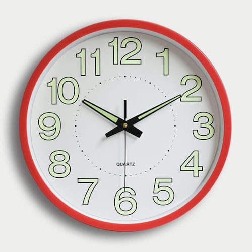 Reloj De Pared, 30 Cm Grande Moderno Luminoso Rojo
