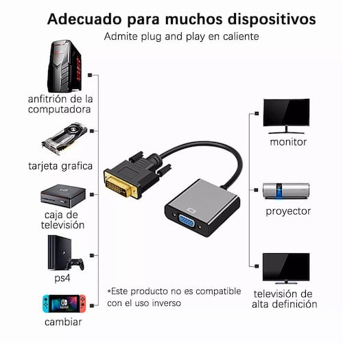 Adaptador Convertidor De Dvi-d A Vga