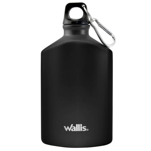 Botella Cantimplora Plana 500ml Aluminio Negro Wallis