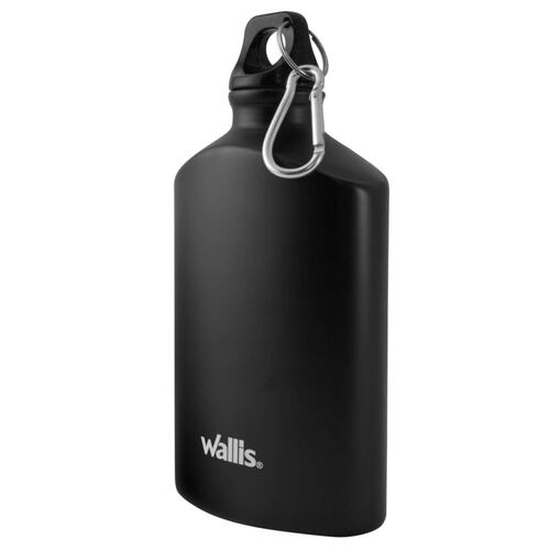 Botella Cantimplora Plana 500ml Aluminio Negro Wallis