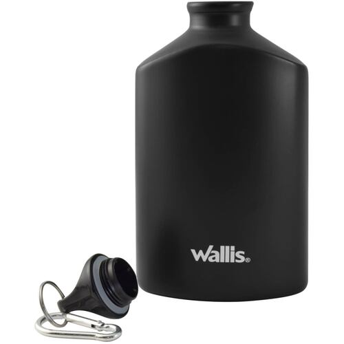 Botella Cantimplora Plana 500ml Aluminio Negro Wallis