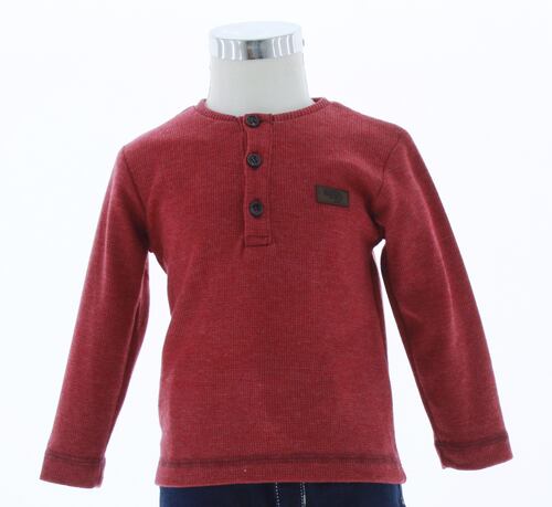 Playera Niño Color Rojo Manga Larga T Shirt 3300 1 a 6 Años.