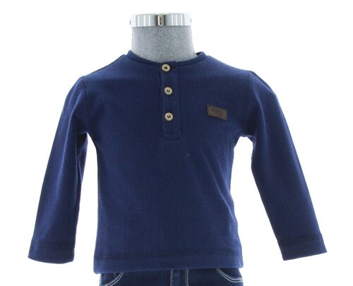 Playera Niño Color Azul Manga Larga T Shirt Bebe 3301 1 a 5 Años.