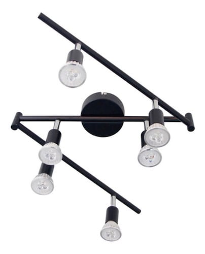 Lámpara De Techo De Riel Ajustable Con 6 Luces Negro