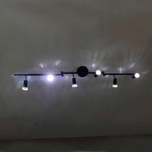 Lámpara De Techo De Riel Ajustable Con 6 Luces Negro