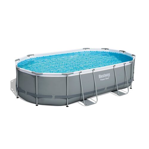 Alberca Estructural Ovalada Bestway 488 Cm Con Bomba Gris