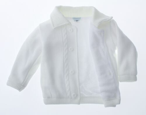Abrigo Niño Blanco Bebe Chamarra Tejida 3319 0 a 4 Años.