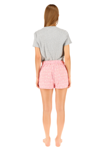 Pijama color rosa con camiseta manga corta y  short diseño Pusheen Ismar
