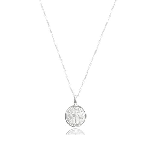 Medalla San Benito de plata .925 con cadena, Colección Nube, Joyería para Mujer de Anante Joyería.