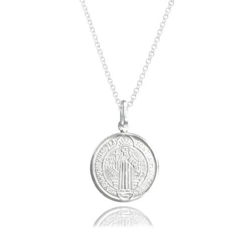Medalla San Benito de plata .925 con cadena, Colección Nube, Joyería para Mujer de Anante Joyería.
