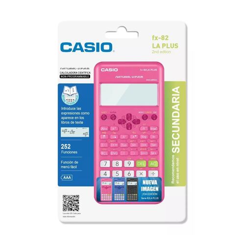 Calculadora Científica CASIO FX82LAPLUS 2da Ed 252 Funciones Rosa