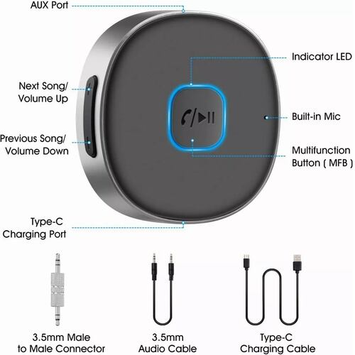 Transmisor Y Receptor De Audio Bluetooth V5.0 Aux