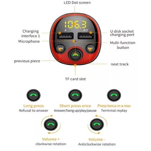 Cargador Usb Doble Transmisor Y Receptor Bluetooth De Audio