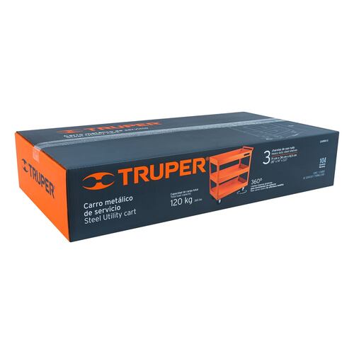Carro carrito de servicio metálico charolas de uso Rudo hasta 120 kg Truper 