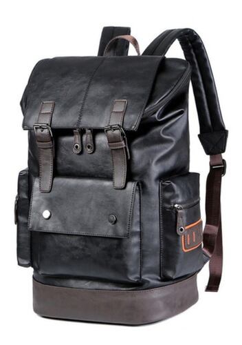 Mochila De Cuero Casual Para Caballero Negra
