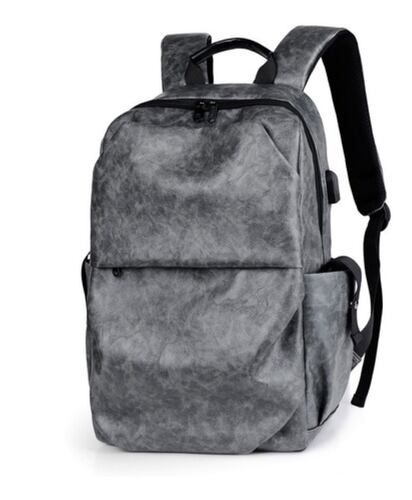 Mochilas Laptop Impermeable De Piel  Gris