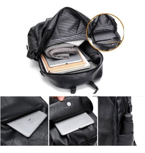 Mochilas Laptop Impermeable De Piel  Gris