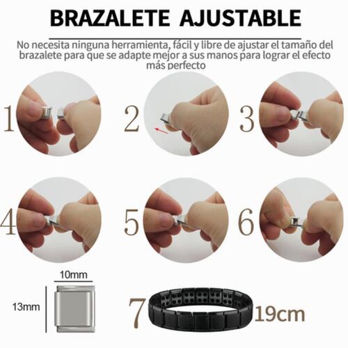 Pulsera Brazalete Acero Titanio  Para Caballero, Negra