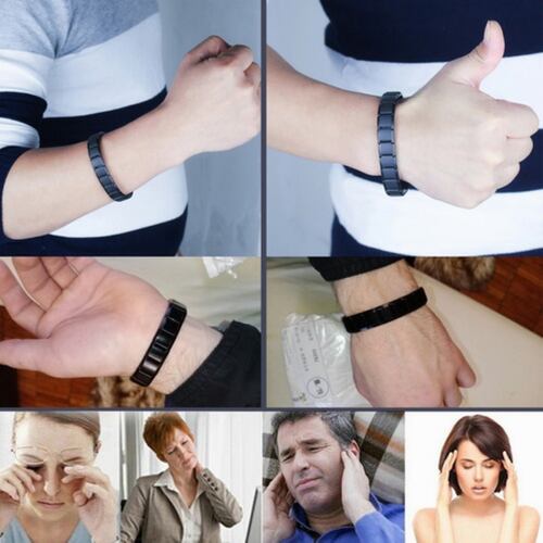 Pulsera Brazalete Acero Titanio  Para Caballero, Negra