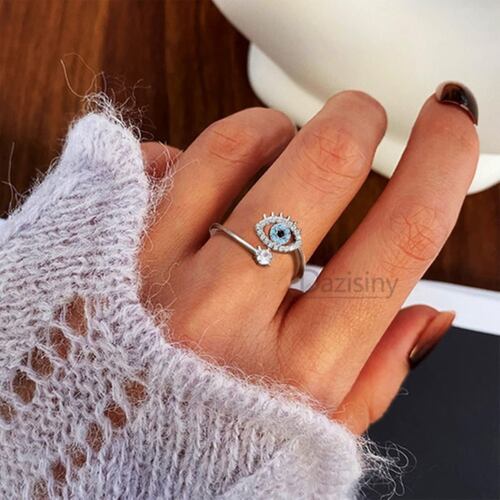 2 Anillo Ojo Turco Y Anillo Anti Ansiedad Zafiro Ajustables