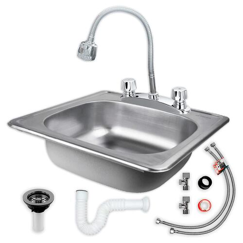 Tarja Sencilla Para Empotrar Mezcladora Flexible y Kit de Instalación