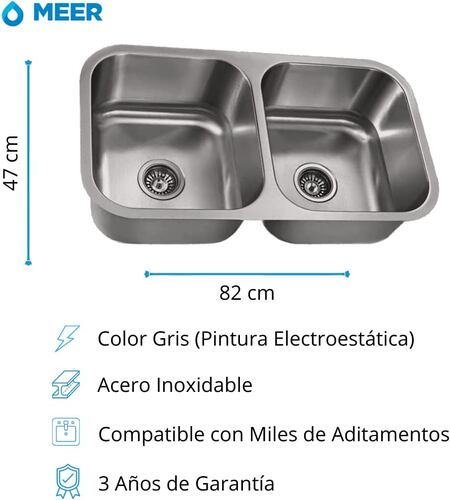 Tarja Doble de Submontar Negra, Incluye Mezcladora y 2 Contra Canasta