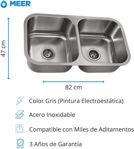 Tarja Doble de Submontar Negra, Incluye Mezcladora y 2 Contra Canasta	.