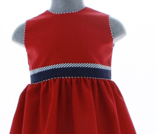 Vestido Niña Color Rojo Liso 3356 2 a 10 años 