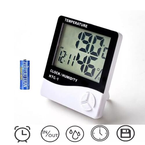 Higrometro Digital Termometro Medidor Humedad Reloj Alarma