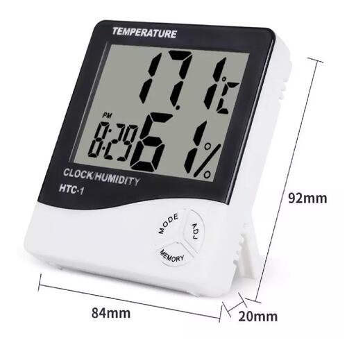 Higrometro Digital Termometro Medidor Humedad Reloj Alarma