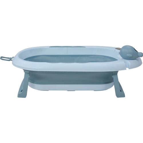 Tina Bañera Bebe Antiderrapante Portatil Regadera Plegable Azul