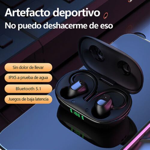 Audifonos Bluetooth Deportivos Audifonos V5.1 Negros Led Verde
