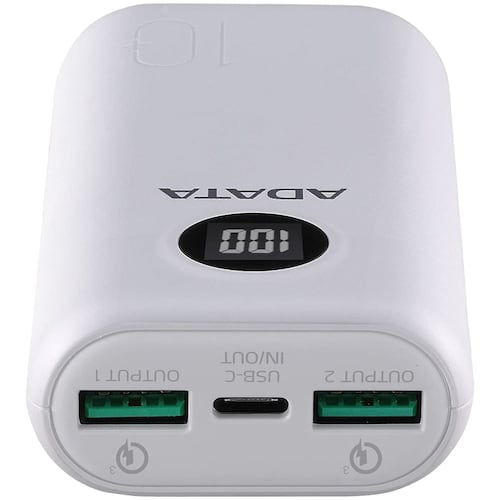 Bateria Adata P10000QCD 10000mAh Blanco USB Power Bank Cargador Portatil AP10000QCD-DGT-CWH.
