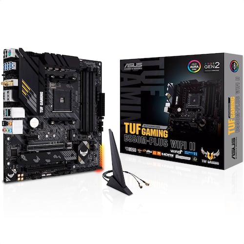 Tarjeta Madre ASUS TUF GAMING B550M-PLUS WIFI II AURA 4xDDR4 2xPCI-E USB3 Socket AM4.