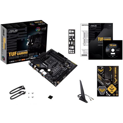 Tarjeta Madre ASUS TUF GAMING B550M-PLUS WIFI II AURA 4xDDR4 2xPCI-E USB3 Socket AM4.