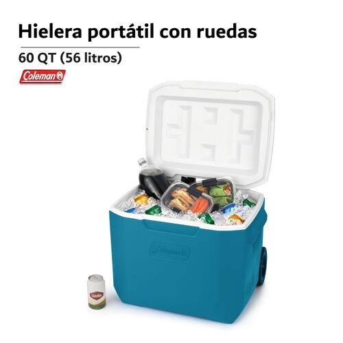 Hielera C/Ruedas 60Qt 94 Latas Ocean 2160832 Coleman