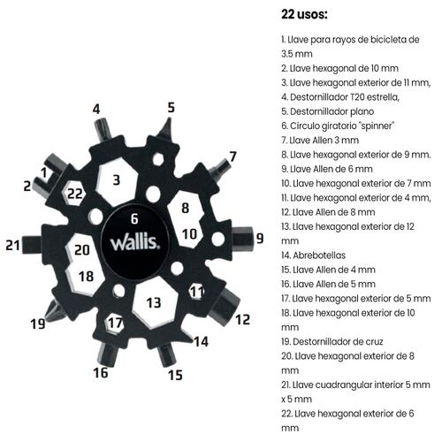 Multiherramienta Universal Portátil 22 Usos Negro Wallis