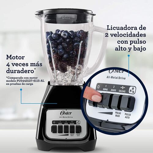 Licuadora Oster 2 velocidades más pulso y vaso de vidrio BLSTKAGBPB013
