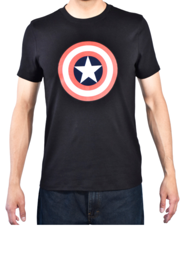 Playera Negra  con escudo de Capitan America Avengers Ismar