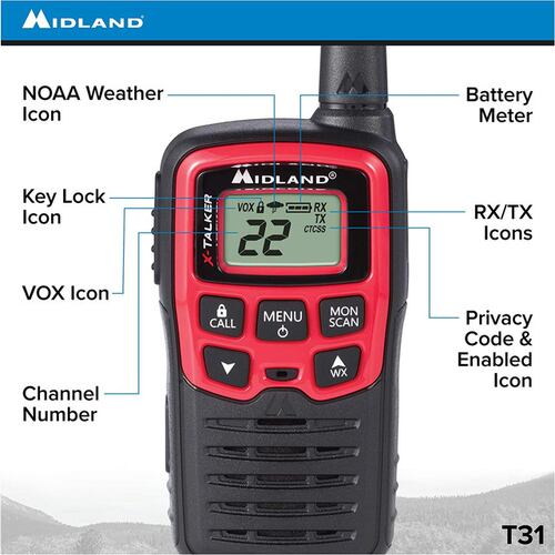 Radios 2 Vias Paq C/3 Midland T31x3vp Hasta 41km (26millas).