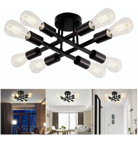 Lámpara De Techo Moderna Negro Colgantes De Techo De 8 Luces